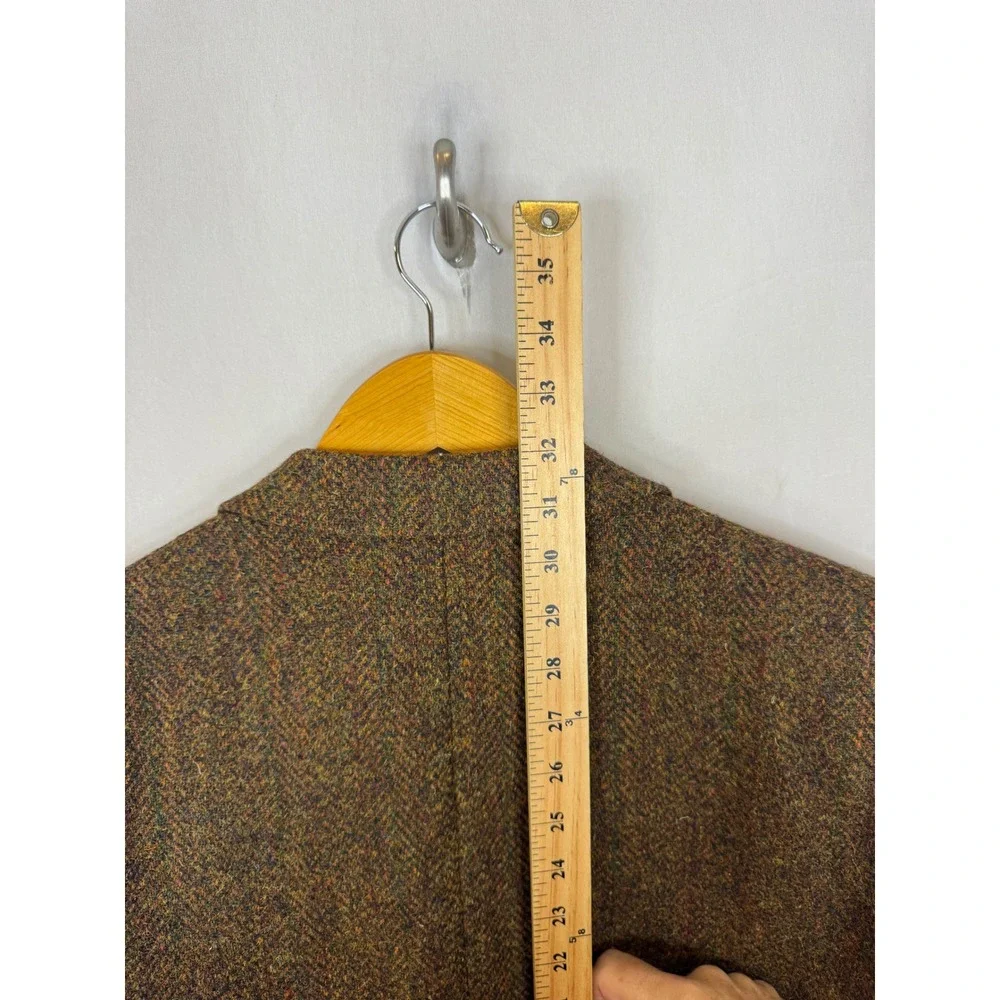 Harris Tweed Moores Mens 44 Reg Brown Herringbone Wool Blazer Sport Coat Vintage